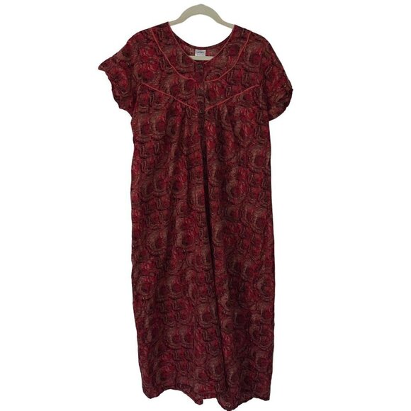 Cotton Beauty Vintage Womens Dress Size Large Red Maxi Abstract Print - Picture 2 of 10